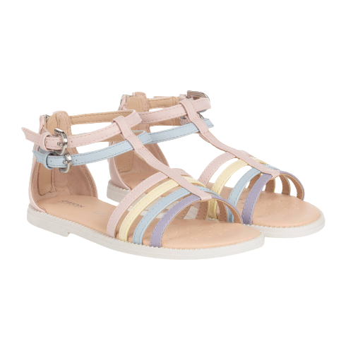 GEOX GIRL STRAPY LEATHER SANDAL PINK