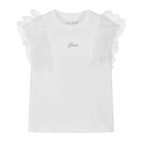 GUESS GIRL TULLE T SHIRT WHITE