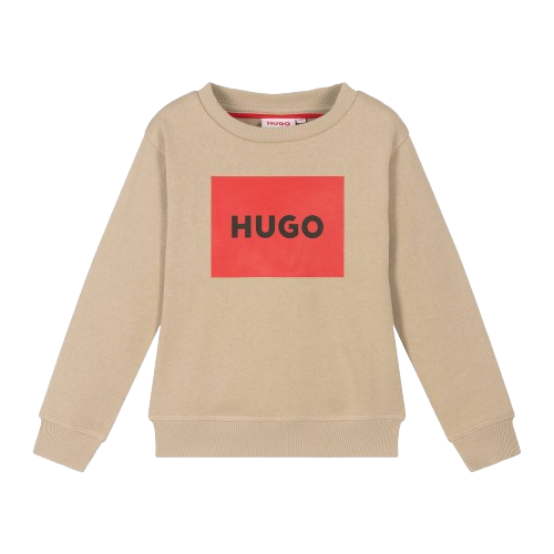 HUGO BOY BOX LOGO SWEATSHIRT STONE