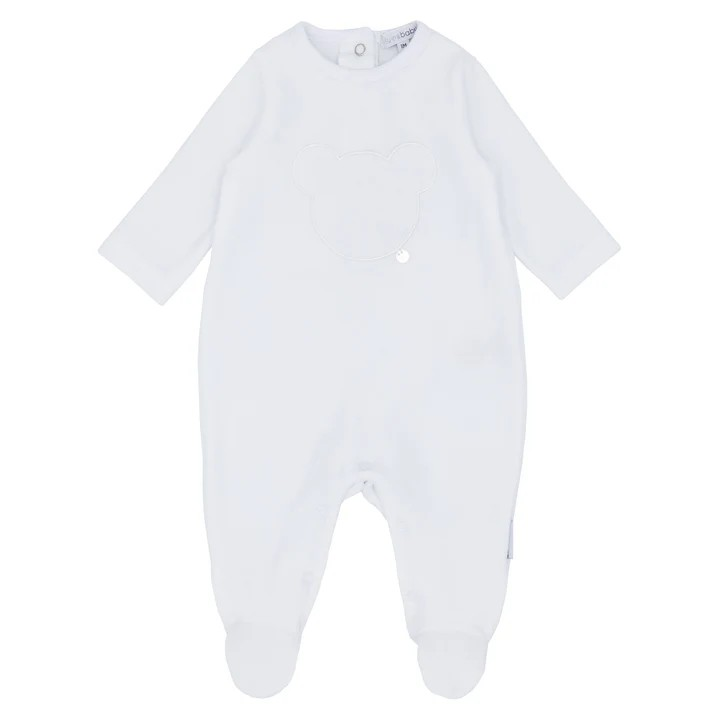 BLUES BABY UNISEX  VELOUR TEDDY ROMPER WHITE