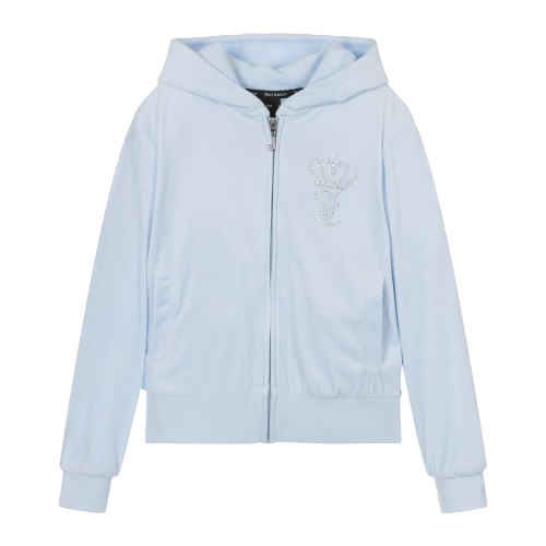 JUICY COUTURE GIRL VELOUR HOODIE PALE BLUE