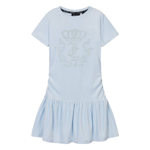 JUICY COUTURE GIRL VELOUR DIAMANTE RUCHED DRESS