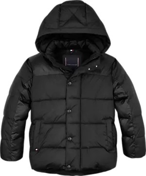 TOMMY HILFIGER BOY PADDED COAT WITH DETACHABLE HOOD BLACK