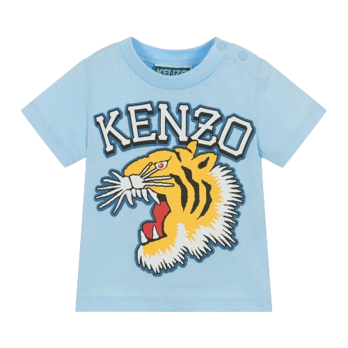 KENZO BABY BOY VARSITY TIGER TSHIRT BLUE