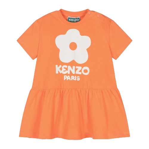 KENZO BABY GIRL FLOWER DRESS ORANGE