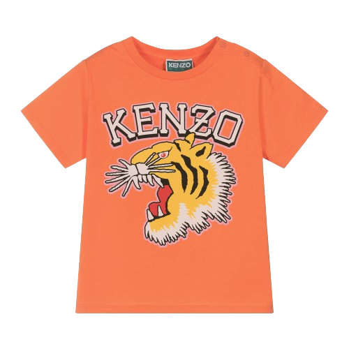 KENZO BABY BOY VARSITY TIGER TSHIRT ORANGE