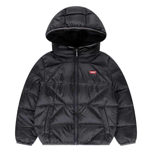 LEVI BOY SHERPA LINED PADDED COAT BLACK