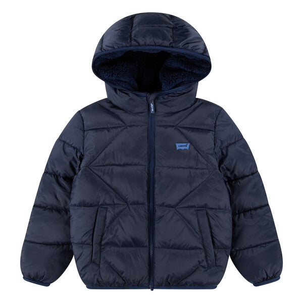 LEVI BOY SHERPA LINED PADDED COAT NAVY