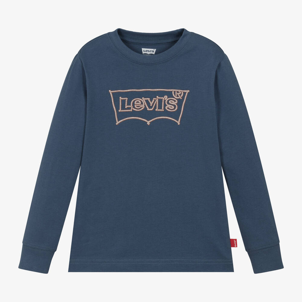 LEVI BOY COTTON BATWING LOGO TOP BLUE