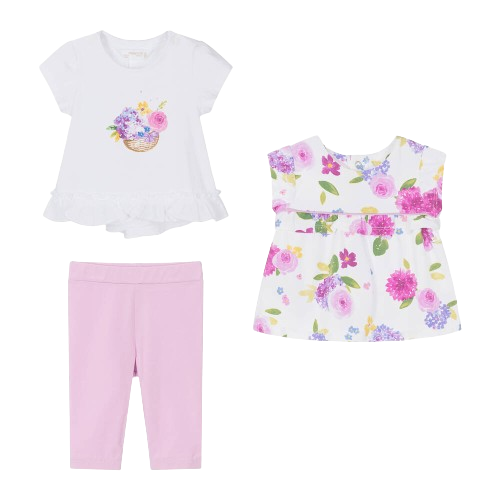 MAYORAL BABY GIRL TWO FLORAL T SHIRTS AND LEGGING SET