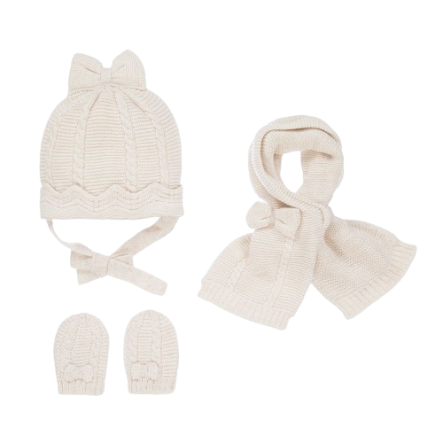 MAYORAL BABY GIRL HAT, MITTENS AND SCRAF SET