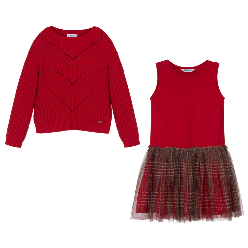 MAYORAL GIRL DRESS WITH JUMPER RED