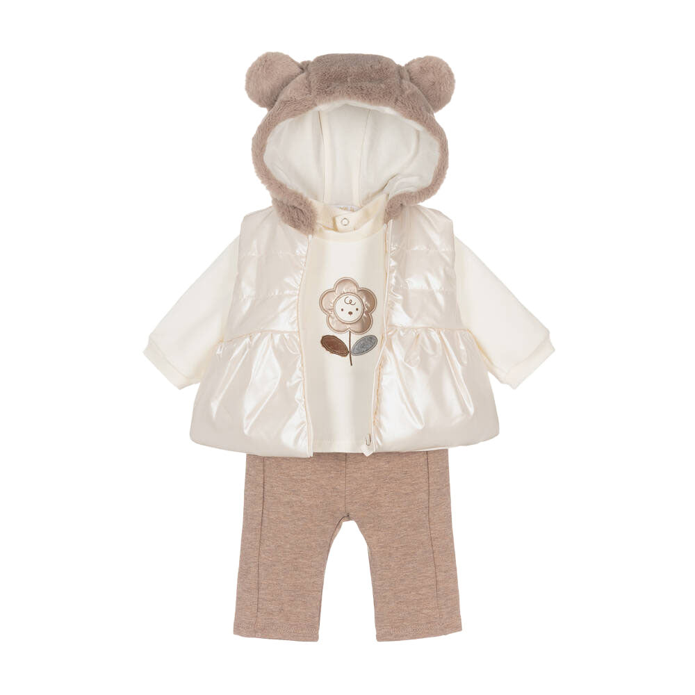 MAYORAL BABY GIRL GILET TOP AND TROUSER SET