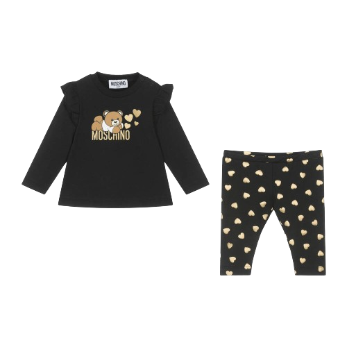 MOSCHINO BABY GIRLS HEARTS TEDDY TOP AND LEGGINGS