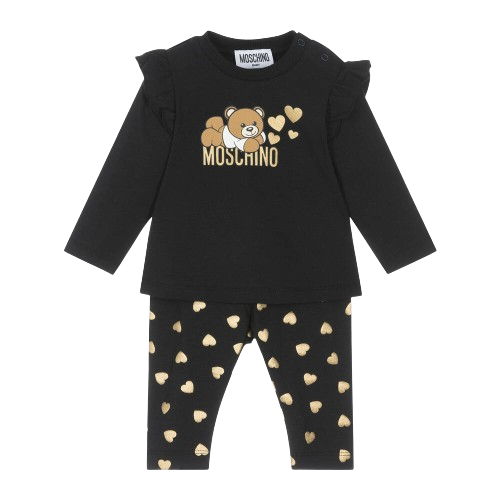 MOSCHINO BABY GIRLS HEARTS TEDDY TOP AND LEGGINGS