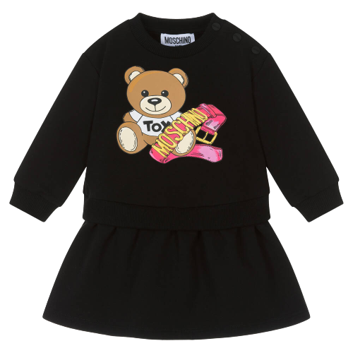 MOSCHINO BABY GIRL TEDDY BEAR DRESS BLACK