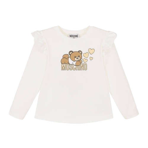 MOSCHINO GIRL FRILL TEDDY  SWEATSHIRT IVORY