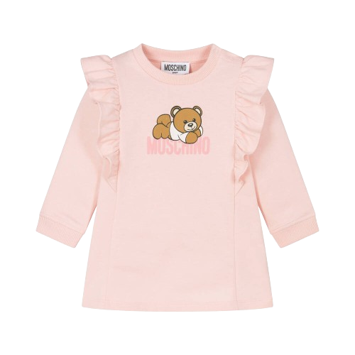 MOSCHINO BABY GIRLTEDDY  FRILL DRESS PINK