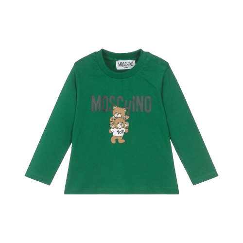 MOSCHINO BABY BOY TEDDY LONG SLEEVED TOP GREEN