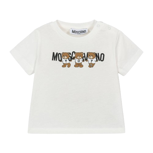 MOSCHINO BABY UNISEX TEDDY T SHIRT IVORY