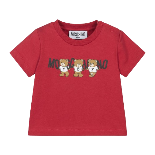 MOSCHINO BABY UNISEX TEDDY T SHIRT RED