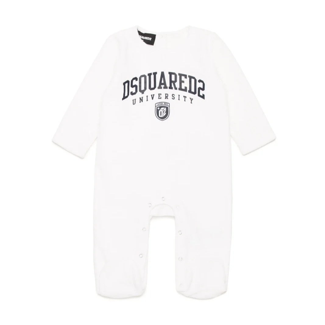 DSQAURED BABY BOY VELOUR ROMPER WHITE