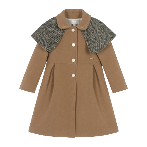 PATACHOU GIRL CAPED COAT CAMEL