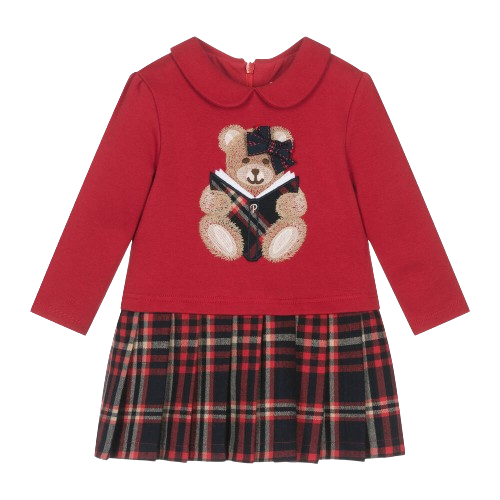 PATACHOU BABY GIRL TEDDY CHECK DRESS RED