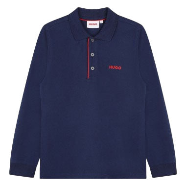 HUGO BOY LONG SLEEVED POLO BLUE