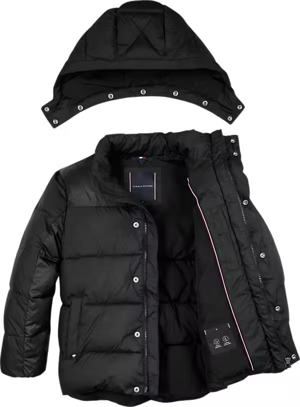 TOMMY HILFIGER BOY PADDED COAT WITH DETACHABLE HOOD BLACK