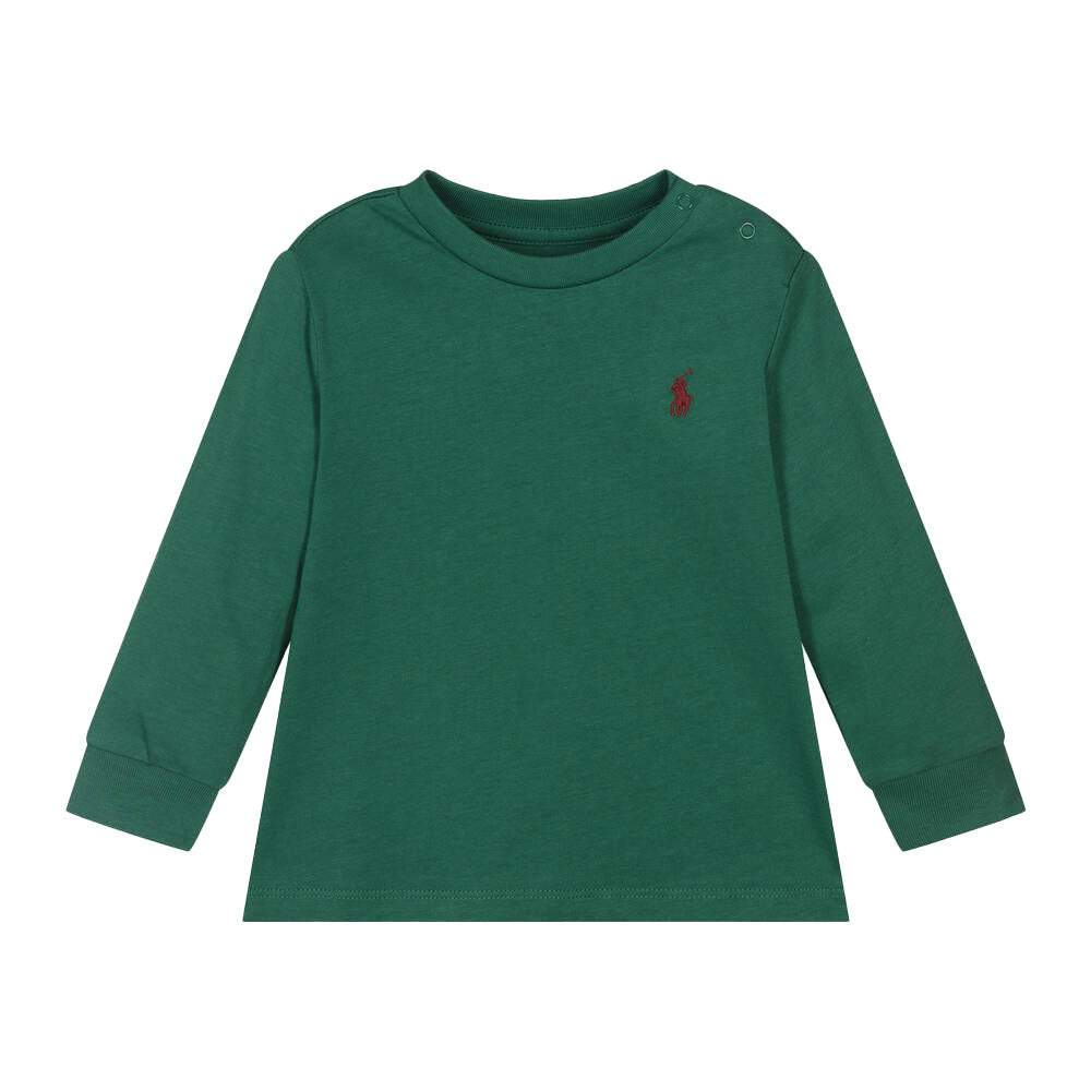 RALPH LAUREN BABY BOY COTTON PONY TOP GREEN