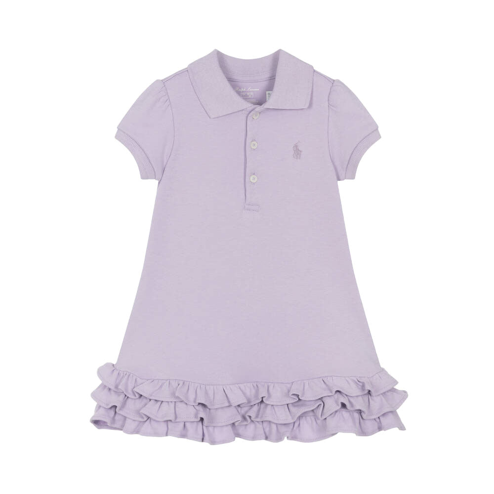 RALPH LAUREN BABY GIRL COTTON POLO DRESS LILAC