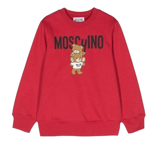 MOSCHINO BOY TEDDY LOGO SWEATSHIRT RED