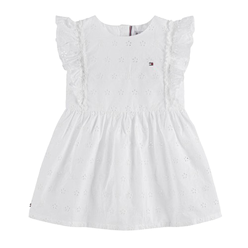 TOMMY HILFIGER BABY GIRL BRODERIE ANGLAISE DRESS WHITE