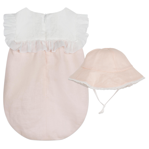 CHLOE BABY GIRL  LINEN/ COTTON SHORTIE WITH HAT