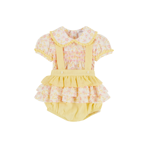 DEOLINDA BABY GIRL FLOWER BLOUSE WITH DUNGAREES