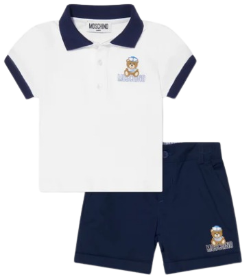 MOSCHINO BABY BOY POLO SHIRT WITH SHORTS NAVY