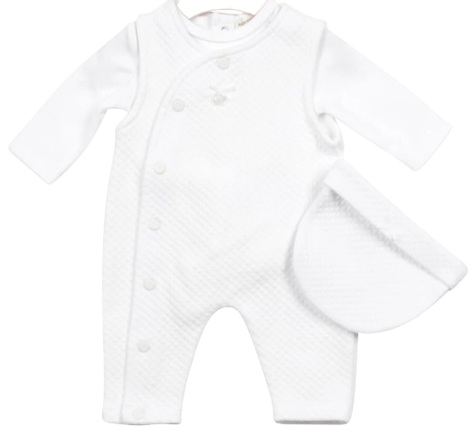MINTINI BABY UNISEX ROMPER WITH HAT WHITE