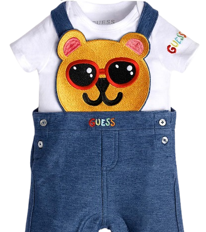 GUESS BABY UNISEX DUNGAREE WITH T-SHIRT WHITE