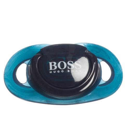 HUGO BOSS BABY BOY DUMMY AND CLIP SET WITH CASE  NAVY