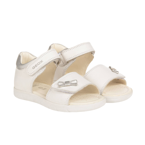 GEOX GIRL WHITE LEATHER SANDAL
