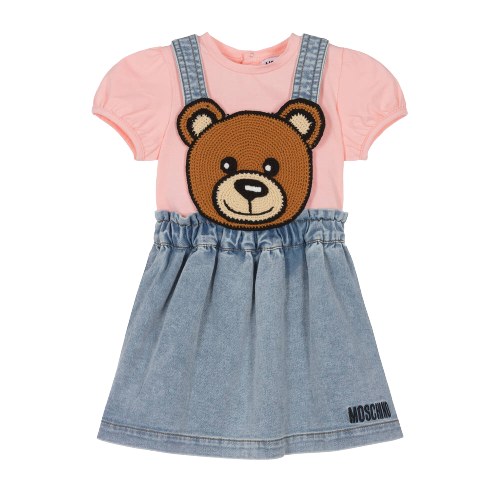 MOSCHINO BABY GIRL TEDDY PINAFORE DRESS WITH T-SHIRT