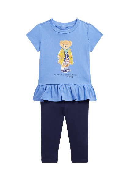 RALPH LAUREN BABY GIRL PEPLUM TOP AND LEGGINGS SET Jellyrolls