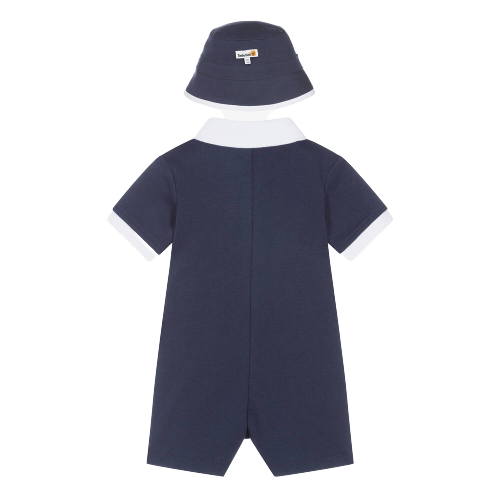TIMBERLAND BABY BOY ROMPER WITH HAT NAVY